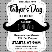 Father’s Day Brunch June 15th 9am to 12pm $10 Per Person