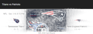 This Saturday Pats vs Titans 8pm @ Patriots vs Titans 8pm, sports lounge, food and fun