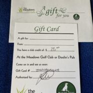 The Meadows Golf Club or Doolin’s Pub Gift Card Donated by Adam & Ann-Marie Pelletier value of $25.00