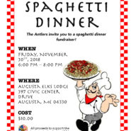 Spaghetti Dinner for Antlers Fundraiser – Nov 30th,  6-8pm – $10